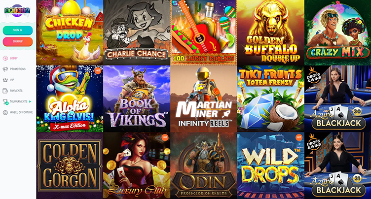 Spinia Casino games