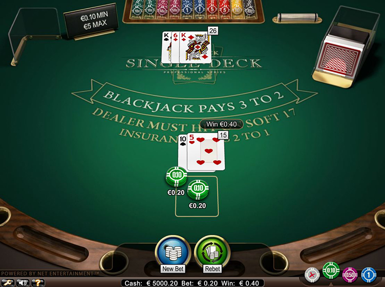 Single Deck Blackjack online Spinia Casino